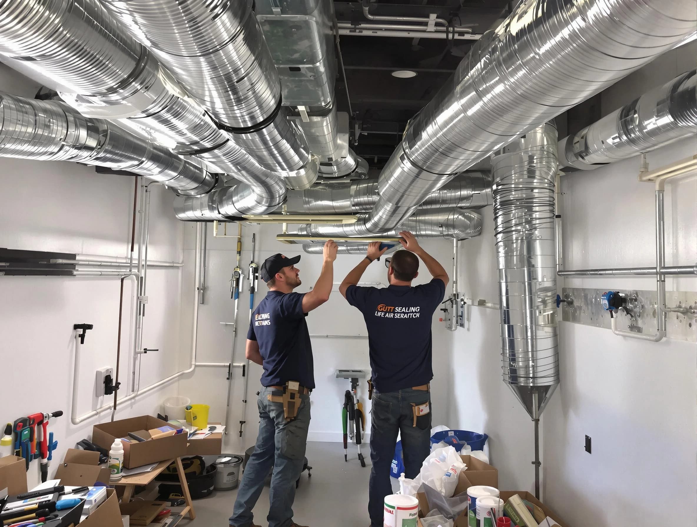Draper Air Duct Cleaning technician applying professional duct sealing solutions in Draper