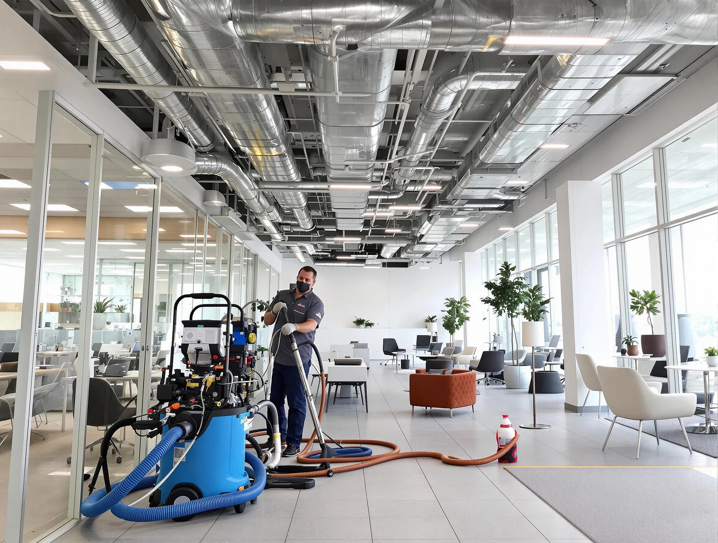 Draper Air Duct Cleaning team conducting comprehensive commercial duct cleaning at a business location in Draper