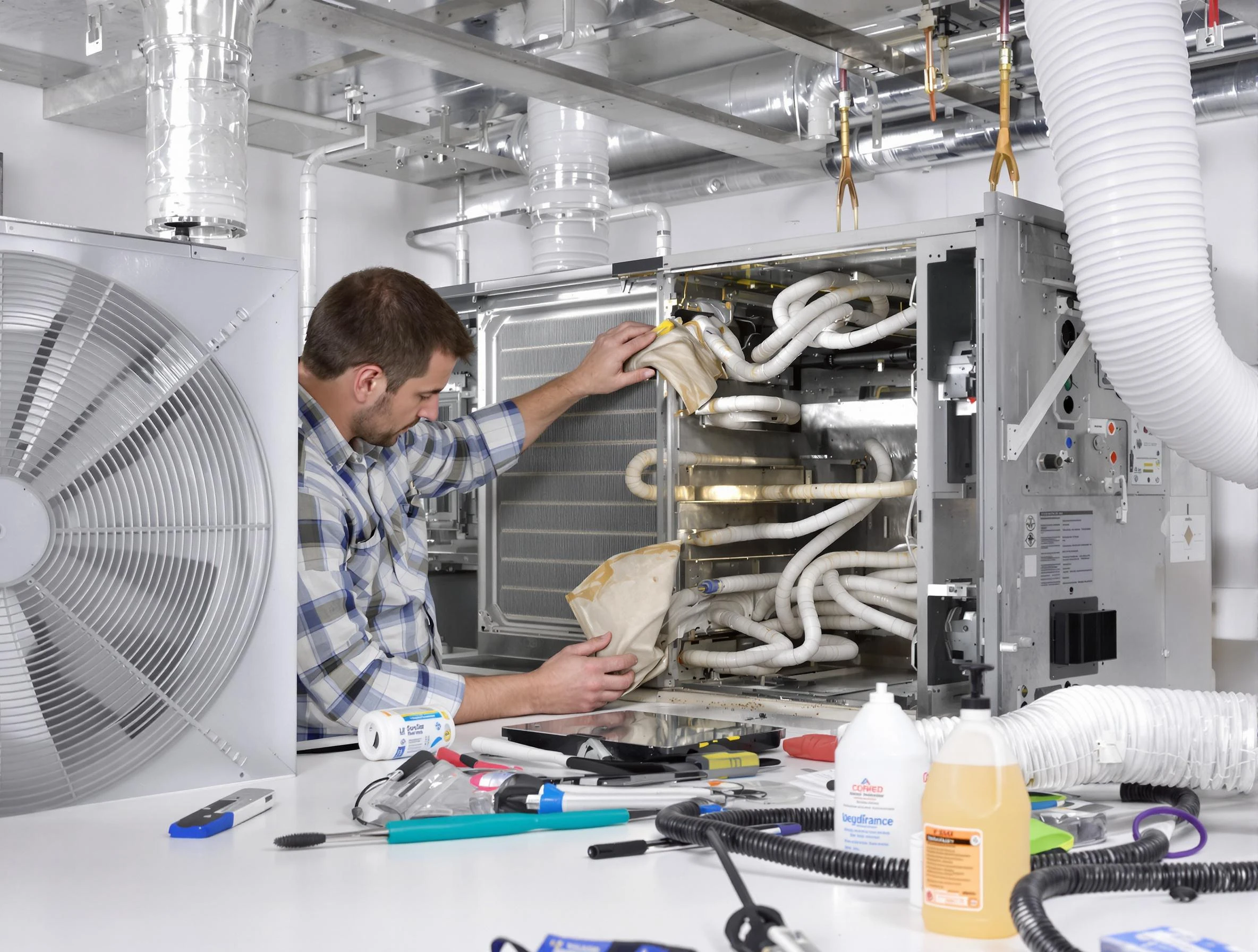 Draper Air Duct Cleaning specialist performing precision AC coil cleaning in Draper