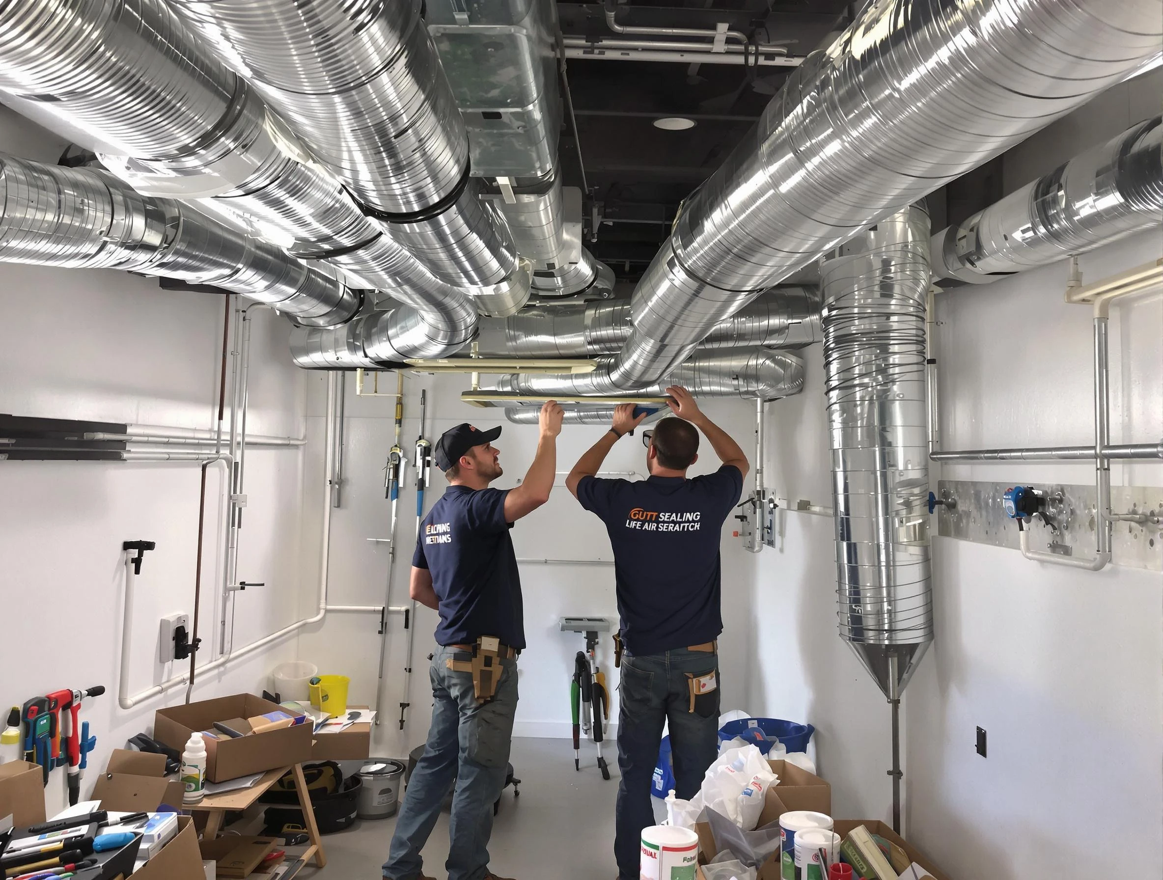 Draper Air Duct Cleaning technician applying professional duct sealing solutions in Draper