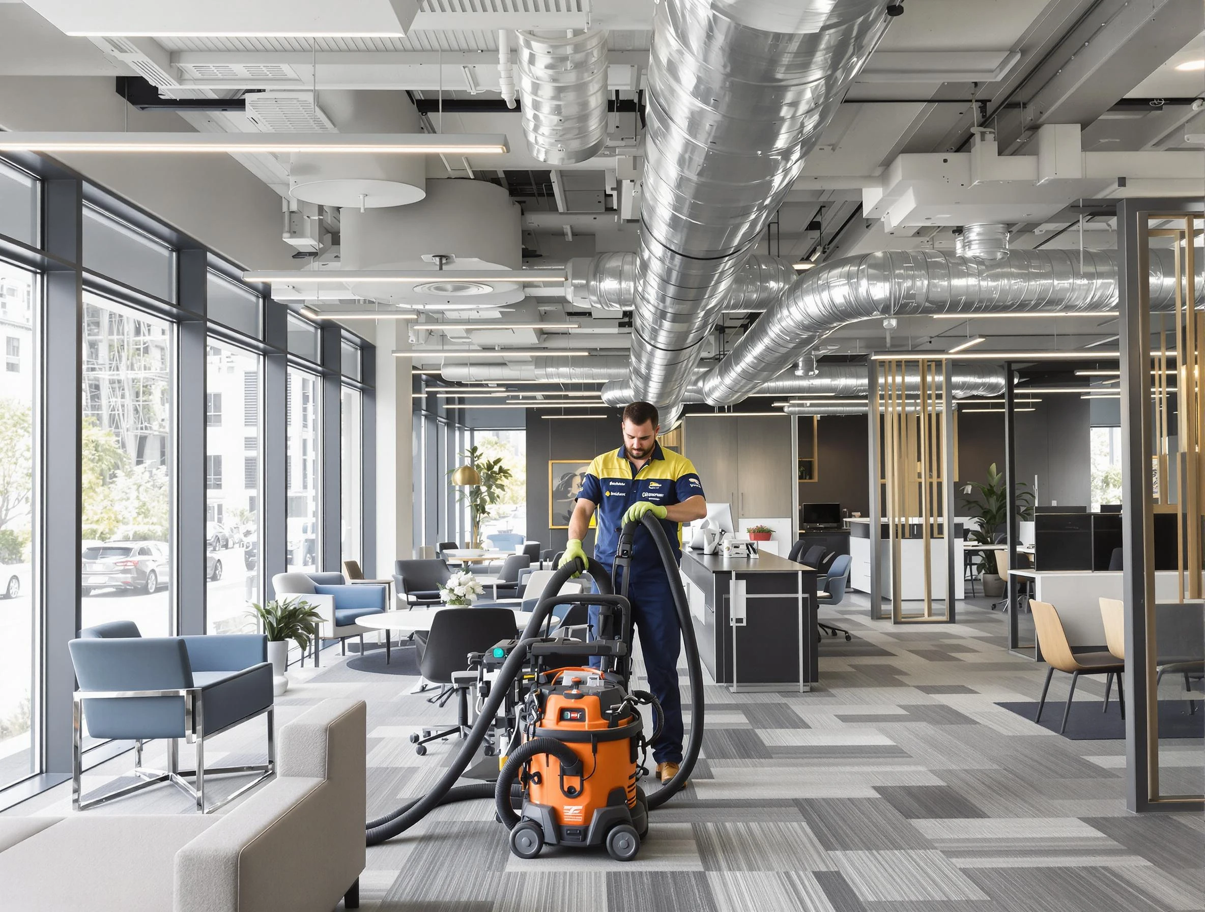 Draper Air Duct Cleaning team performing thorough commercial duct cleaning at a Draper business center